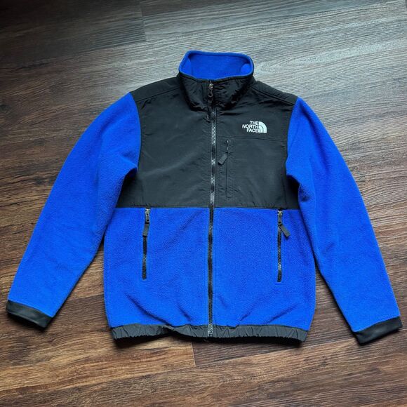 The North Face Boys Medium Denali Jacket Blue Fleece Full Zip Pockets Youth Kids - Picture 1 of 12